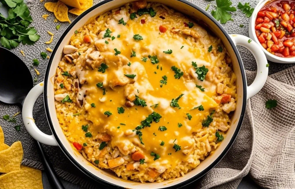One Pot Queso Chicken and Rice